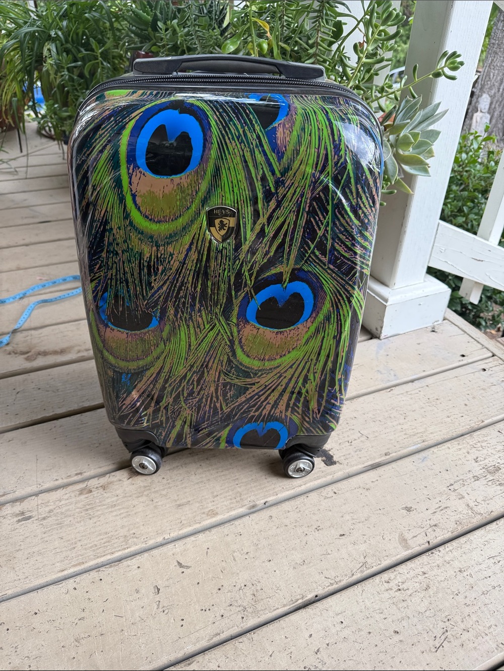 Peacock Feather Pattern Carry-On Luggage - Multicolor 21” Heys Rolling